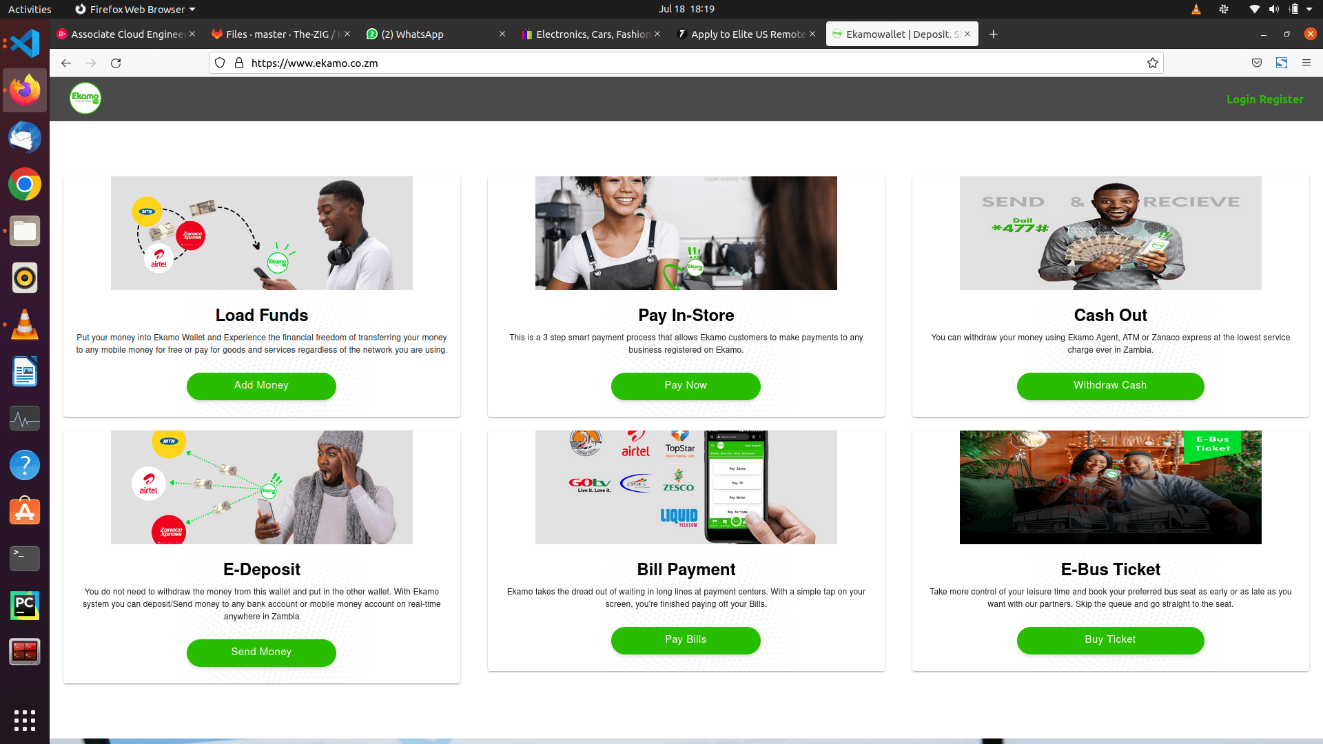 Homepage with navbar and hero element.